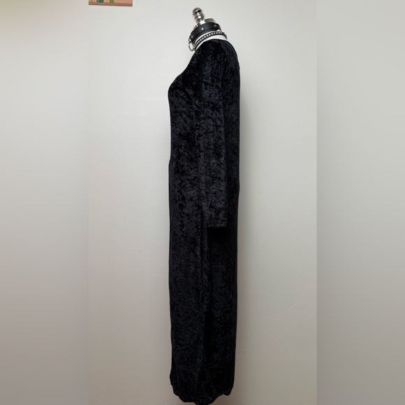 Vintage 90's Duster Maxi Velvet Goth Vamp Long Sleeve Top Medium - Picture 3 of 8